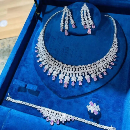 2025 Bestseller: 4-Piece Cubic Zirconia Bridal Wedding Jewelry Set – Timeless Elegance for the Modern Bride