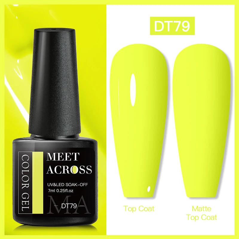 MEET ACROSS Neon Fluorescent UV Gel Nail Polish – 7ml Summer Bright Semi-Permanent Varnish for Bold Nail Art