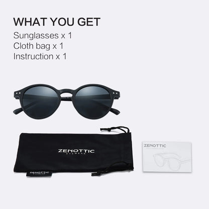 ZENOTTIC™ Retro Polarized Sunglasses – Unisex Small Round Vintage Frame UV400 Goggles (2023–2024 Edition)