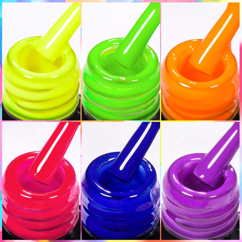 MEET ACROSS Neon Fluorescent UV Gel Nail Polish – 7ml Summer Bright Semi-Permanent Varnish for Bold Nail Art