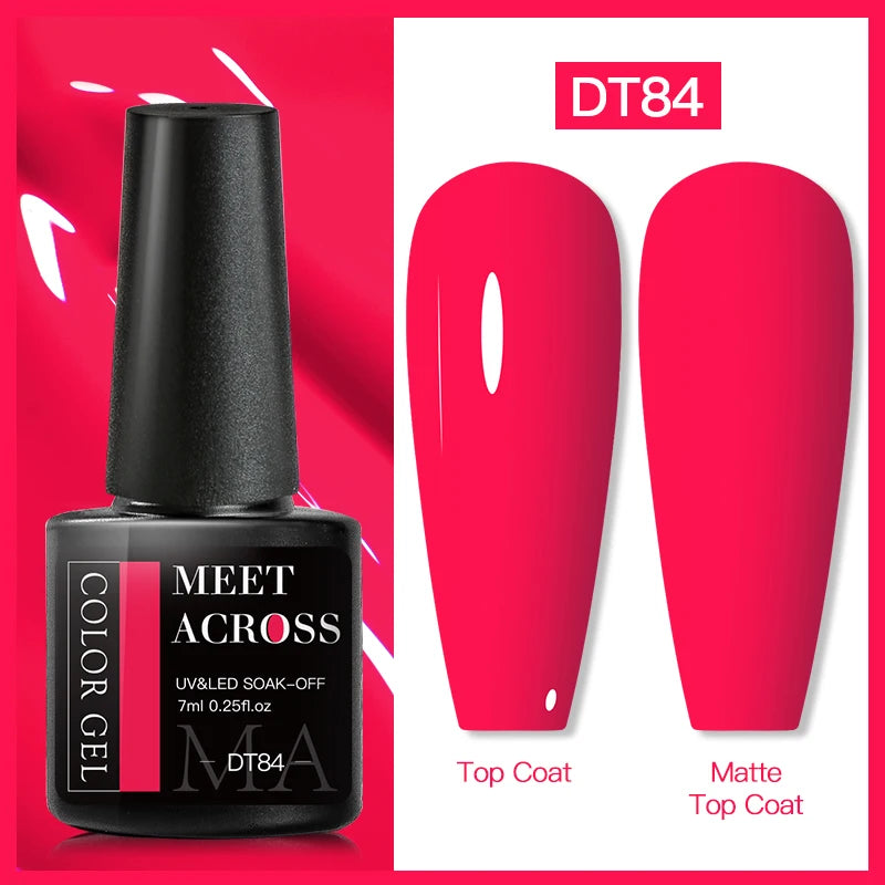 MEET ACROSS Neon Fluorescent UV Gel Nail Polish – 7ml Summer Bright Semi-Permanent Varnish for Bold Nail Art