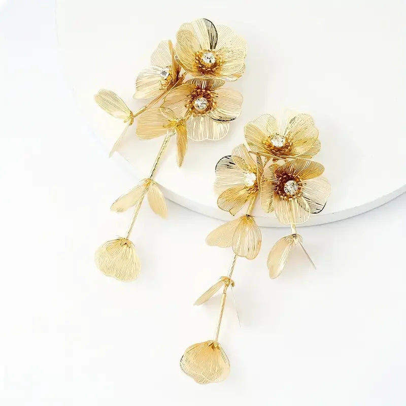 Best Lady™ 3-Piece Vintage Floral Rhinestone Jewelry Set – Handmade Party Statement Necklace, Earrings & Ring