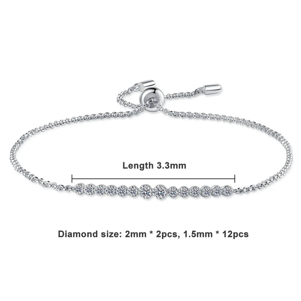 KNOBSPIN D VVS1 Moissanite Bracelet – 0.24ct Lab Diamond S925 Sterling Silver, 18K Gold Plated