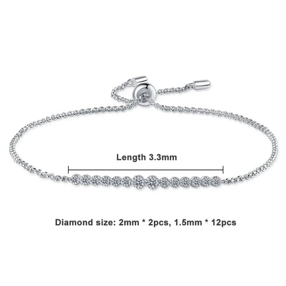 KNOBSPIN D VVS1 Moissanite Bracelet – 0.24ct Lab Diamond S925 Sterling Silver, 18K Gold Plated