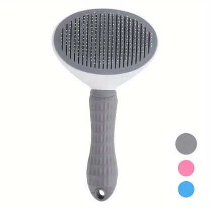 One-Click Pet Hair Removal Comb – Effortless Grooming for Dogs & Cats | Self-Cleaning Slicker Brush