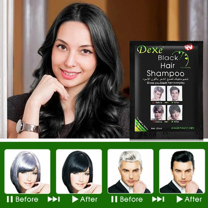 Dexe™ 5-Min Fast Black Hair Shampoo – Herbal Hair Dye with Instant Color Restoration (10-Pack)