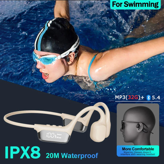 AquaVibe™ — Bone Conduction Bluetooth Headphones with MP3 & 32GB Storage (IPX8 Waterproof)