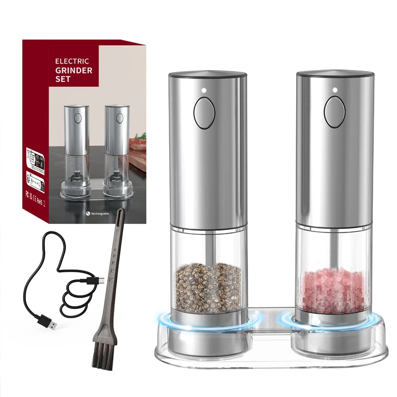 GrindMate™ USB Rechargeable Electric Salt & Pepper Mill (2 pcs)