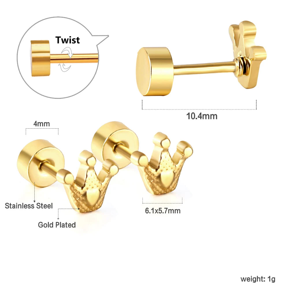 LUXUSTEEL Mini Cute Stud Earrings – Stainless Steel Heart, Butterfly, Rabbit Designs for Women & Girls | Helix & Cartilage Piercing Jewelry
