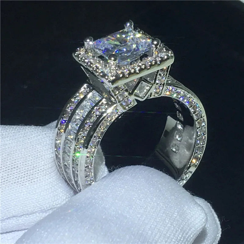 Square Cut Halo Zircon Engagement Ring – Elegant Promise Jewelry for Women & Girls | Valentine's Day Gift
