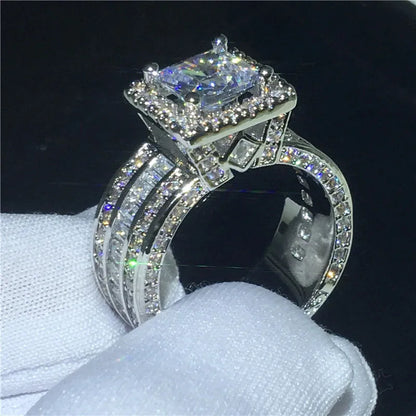 Square Cut Halo Zircon Engagement Ring – Elegant Promise Jewelry for Women & Girls | Valentine's Day Gift