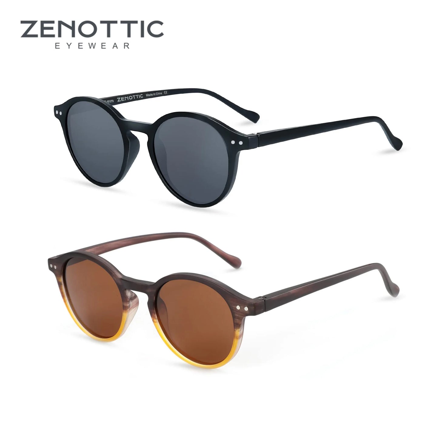 ZENOTTIC™ Retro Polarized Sunglasses – Unisex Small Round Vintage Frame UV400 Goggles (2023–2024 Edition)
