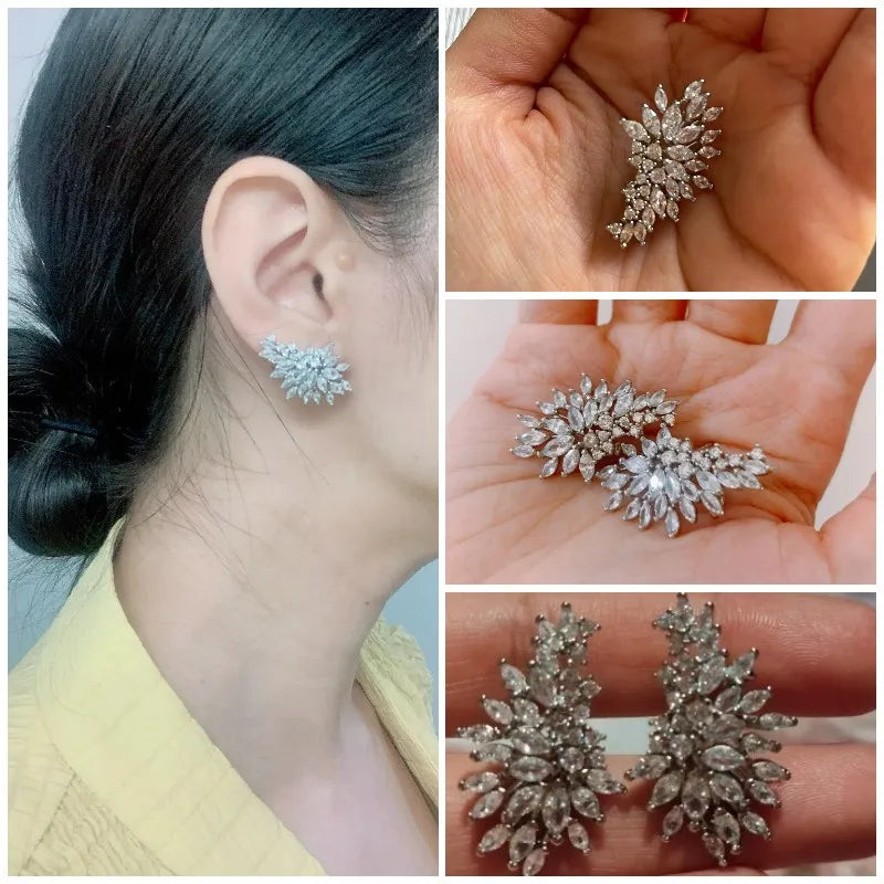Huitan™ Dazzling CZ Stud Earrings – Glamorous Sparkle for Parties & Everyday Elegance