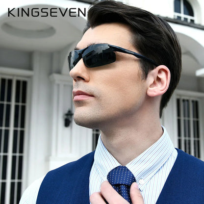 KINGSEVEN™ 9126 Polarized Aviator Sunglasses – Men's Premium Aluminum Eyewear with Mirror Lens | Unisex Driving Shades