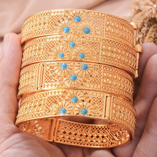Ethiopian Gold Color Wedding Bangles – African & Middle Eastern Bridal Jewelry for Women