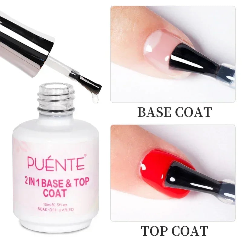 15ML HEMA-Free Base & Top Coat Set – Crystal Glossy & Velvet Matte Finish for Sensitive Nails | Soak-Off UV/LED Gel Varnish