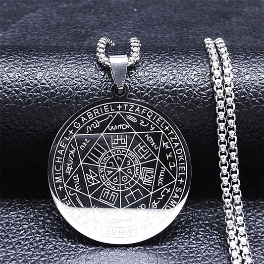 Seven Archangels Amulet Necklace | Seal of Solomon Protection Pendant for Men