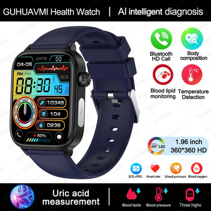 2025 VitalCare™ ECG+PPG Smartwatch – Advanced Blood Pressure, Lipid, Uric Acid & Menstrual Health Tracker for Women