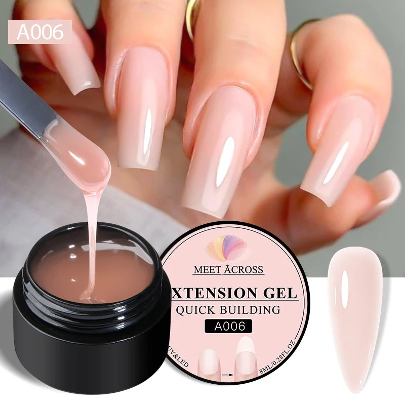 MEET ACROSS™ 8ml Milky White Builder Extension Gel – Quick Cure UV/LED Soak-Off Nail Art Polish