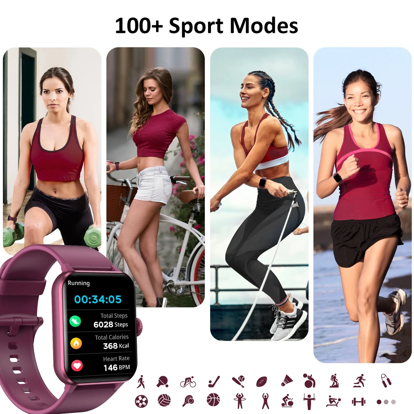 Blackview R50™ Smart Fitness Watch Black– 1.85" HD Display, Heart & SpO2 Monitor, IP68 Waterproof