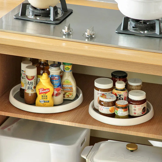 360° Rotatable Anti-Slip Condiment Storage Rack | Lazy Susan Organizer for Kitchen & Cabinet