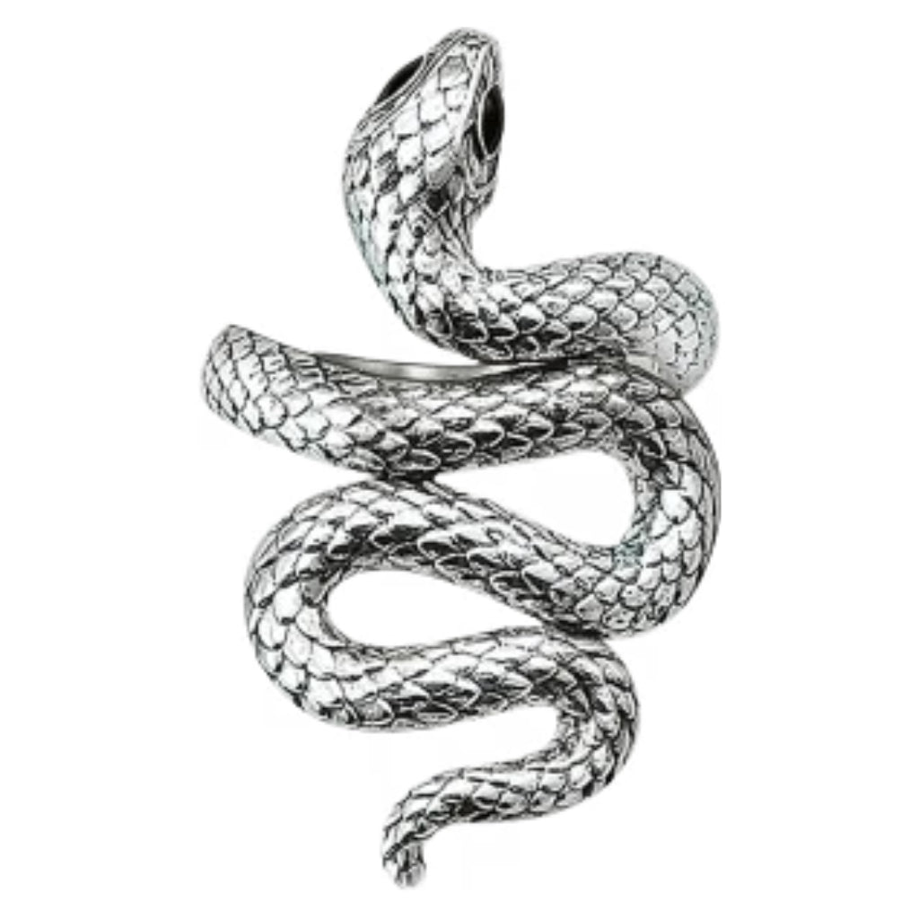 ObsidianSerpent™ Blackened Snake Ring – 925 Sterling European Glam
