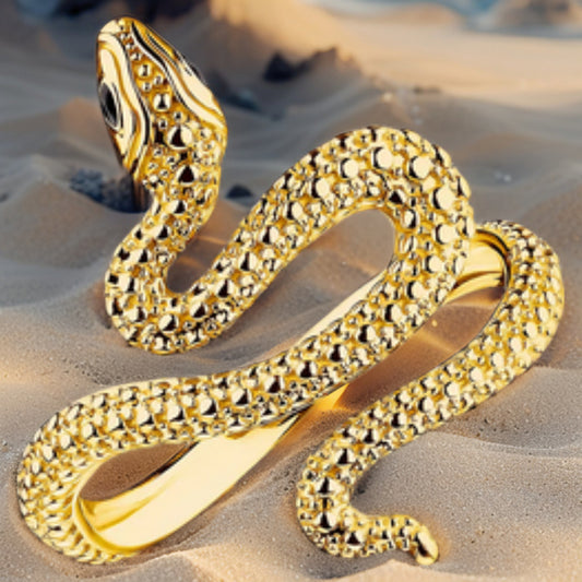 GoldenEmbrace™ 925 Sterling Snake Ring – Romantic European Style Jewelry