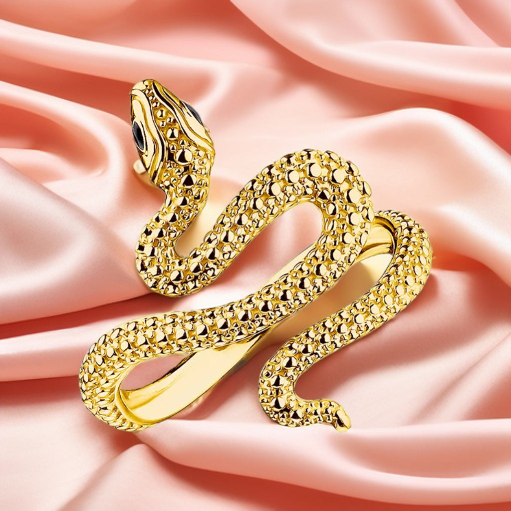GoldenEmbrace™ 925 Sterling Snake Ring – Romantic European Style Jewelry