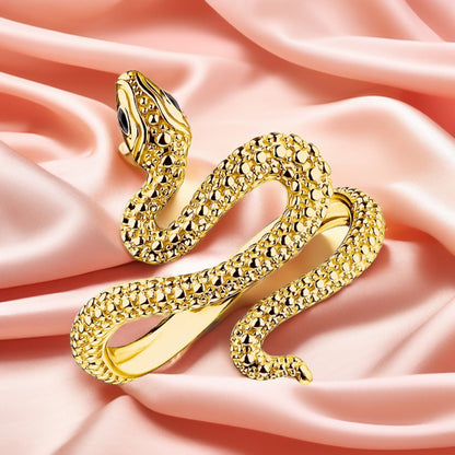 GoldenEmbrace™ 925 Sterling Snake Ring – Romantic European Style Jewelry