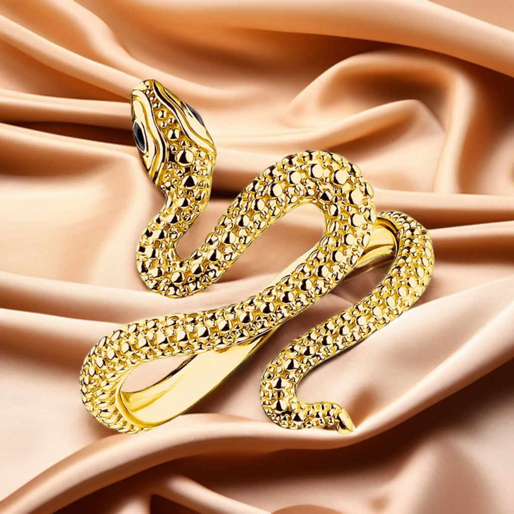 GoldenEmbrace™ 925 Sterling Snake Ring – Romantic European Style Jewelry