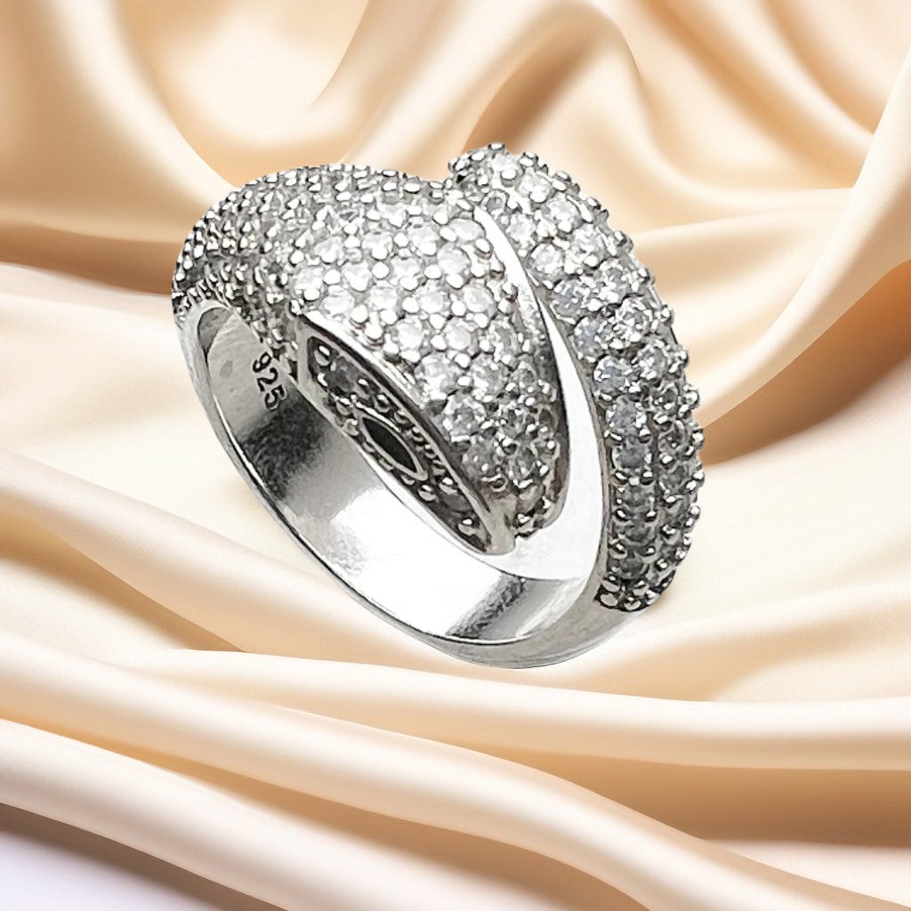 FrostViper™ White Pave Snake Ring – 925 Sterling European Glam