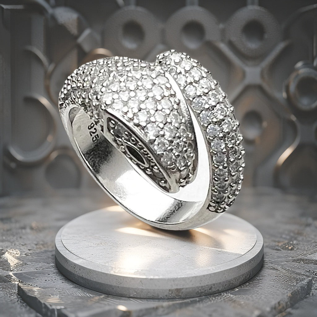FrostViper™ White Pave Snake Ring – 925 Sterling European Glam