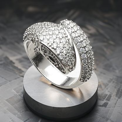 FrostViper™ White Pave Snake Ring – 925 Sterling European Glam