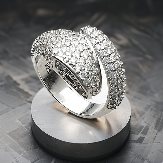 FrostViper™ White Pave Snake Ring – 925 Sterling European Glam