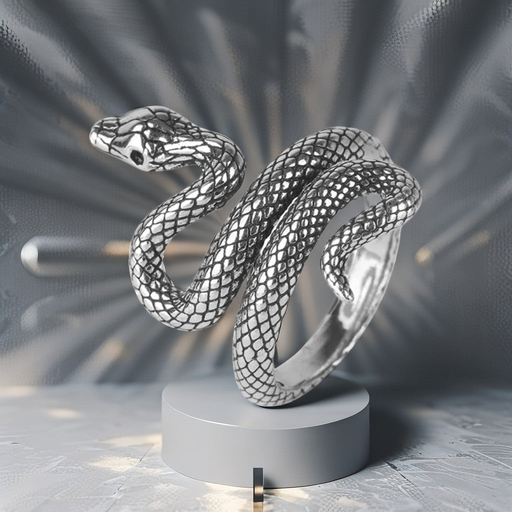 SilverSerpent™ Adjustable Snake Ring – 925 Sterling Luxury Jewelry