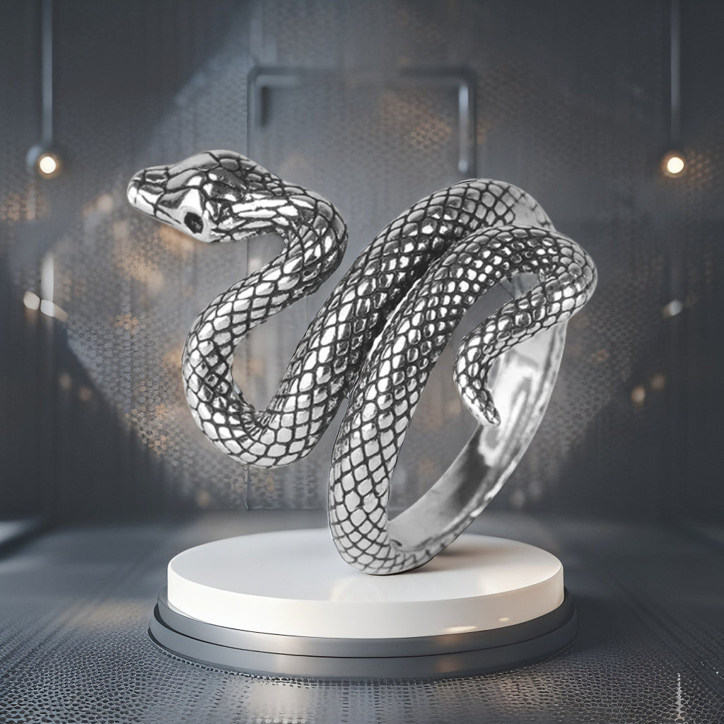 SilverSerpent™ Adjustable Snake Ring – 925 Sterling Luxury Jewelry