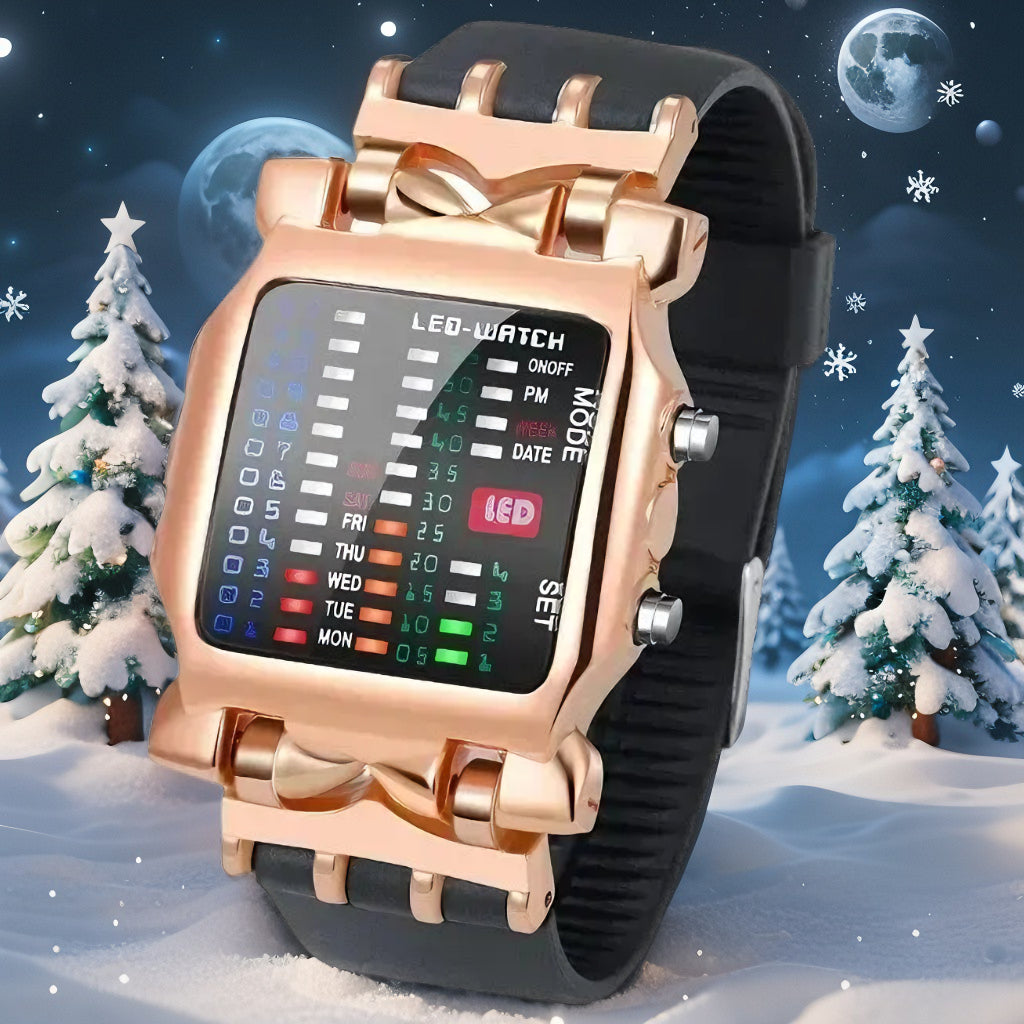 NeoTime™ Binary LED Watch – Futuristic Waterproof Timepiece