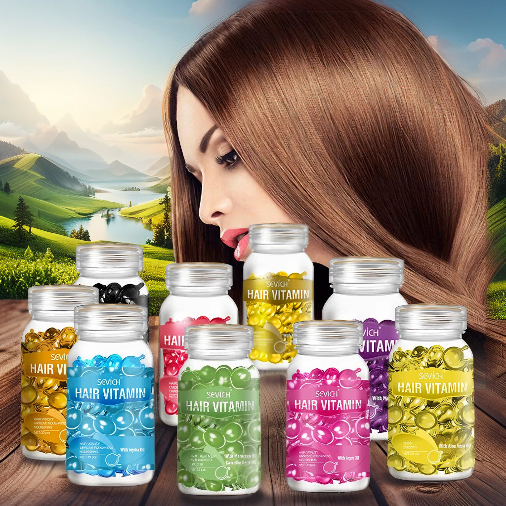 Sevich™ 2025 Hair Repair Vitamin Capsules – Keratin + Moroccan Oil Complex for Smooth, Silky, Strong Hair