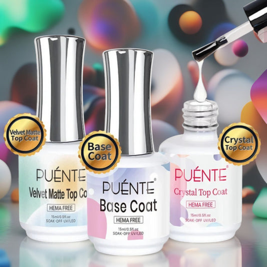 15ML HEMA-Free Base & Top Coat Set – Crystal Glossy & Velvet Matte Finish for Sensitive Nails | Soak-Off UV/LED Gel Varnish